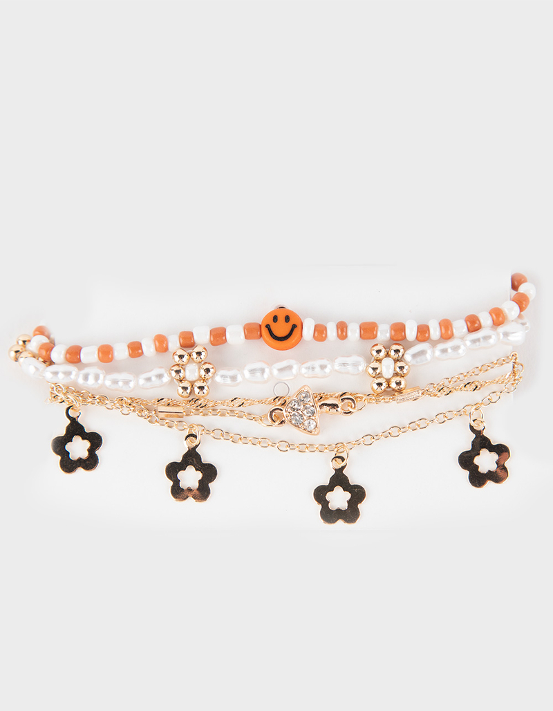 FULL TILT 4 Piece Beaded Smiley Face Bracelet Set image number 0