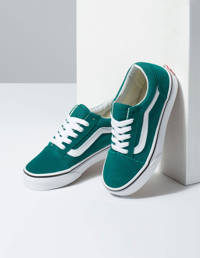 VANS Old Skool Quetzal Green & True White Kids Shoes image number 3