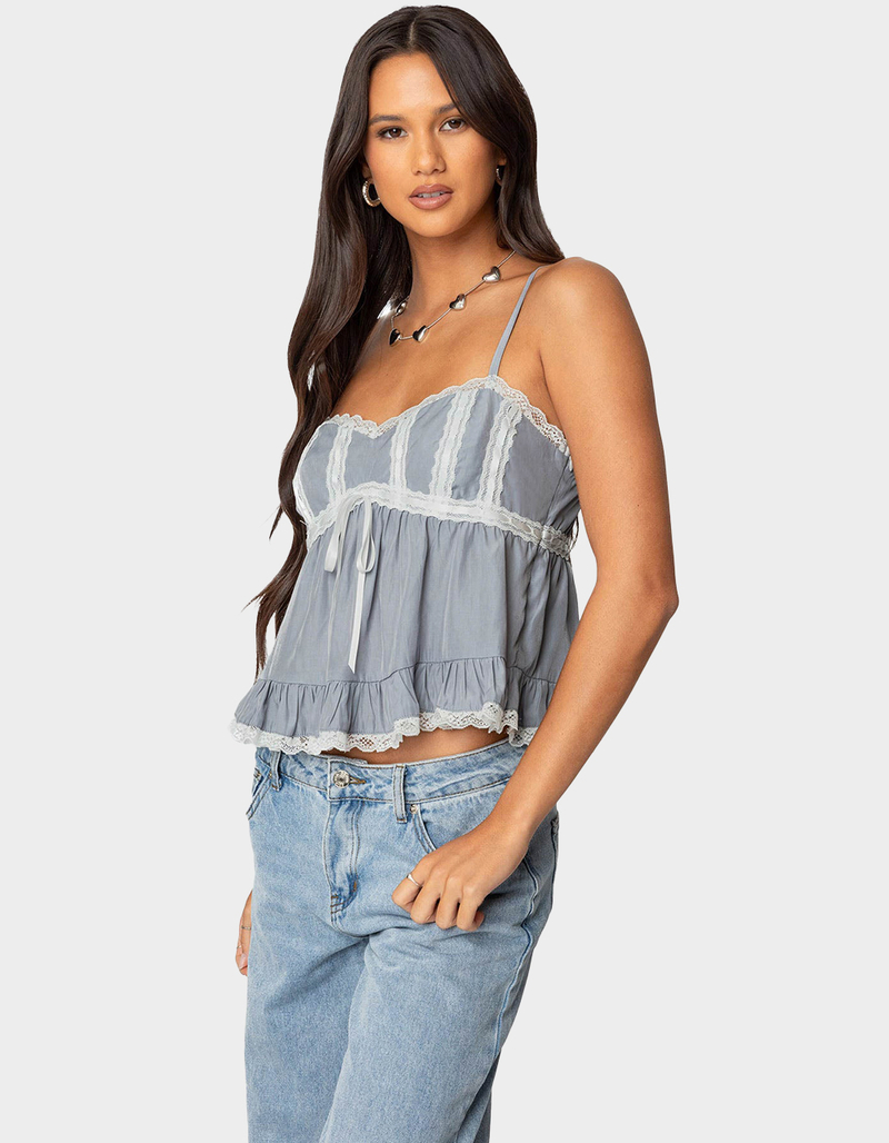 EDIKTED Lace Trim Babydoll Tank Top image number 2