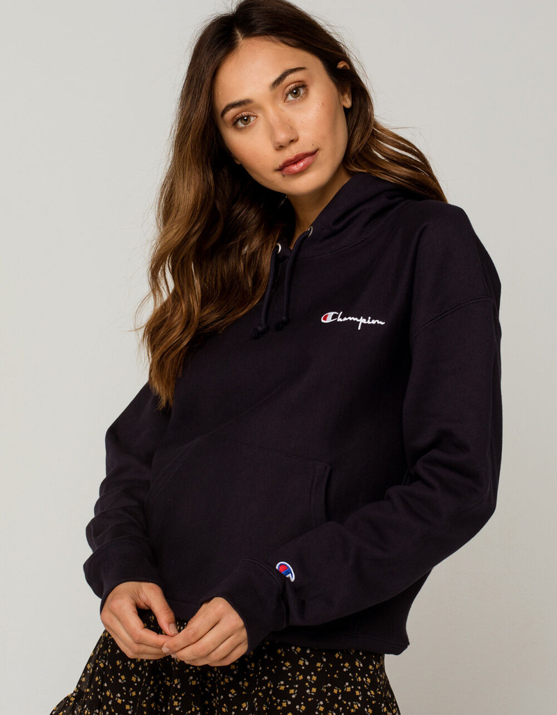 CHAMPION Reverse Weave Womens Navy Hoodie image number 0
