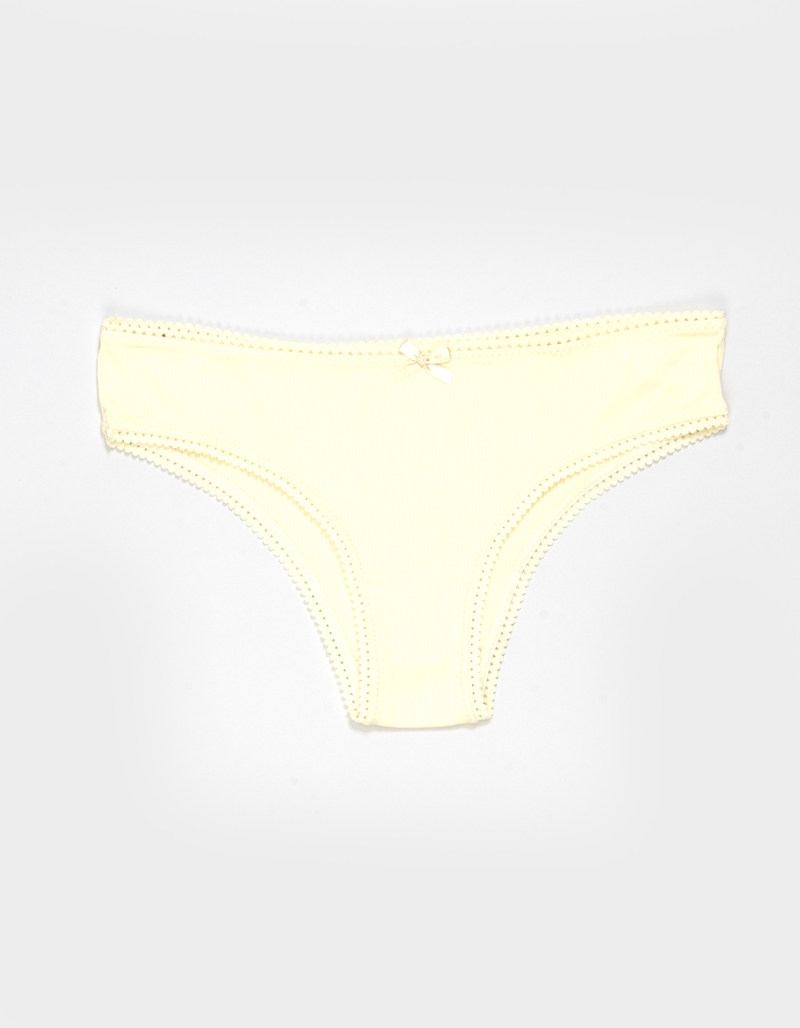 FULL TILT Bow Lace Trim Rib Cheeky Panties image number 0