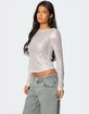 EDIKTED Sheer Sequin Boat Neck Top image number 4