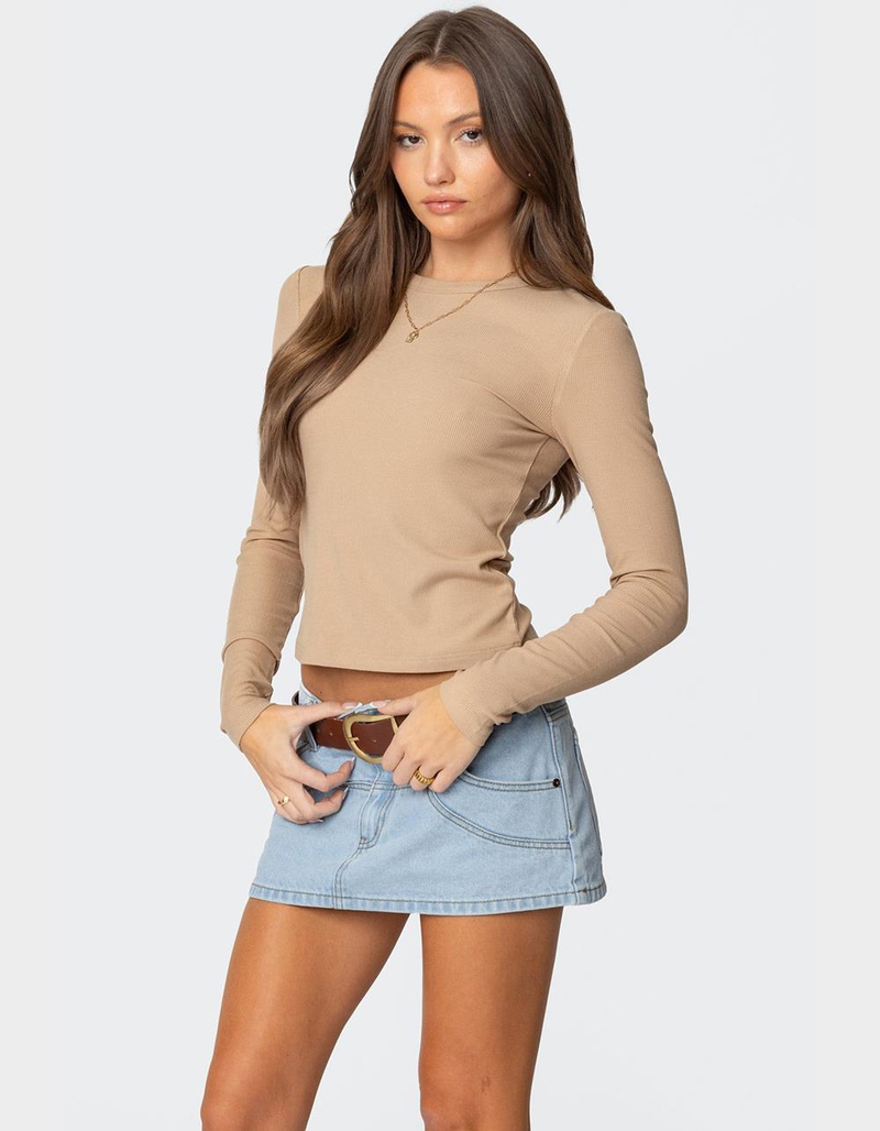 EDIKTED Nicky Ribbed Long Sleeve Tee image number 2