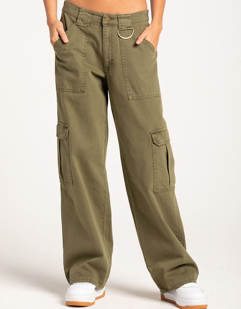 RSQ Womens Mid Rise D Ring Cotton Cargo Pants image number 1