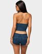 EDIKTED Sashe Button Up Denim Halter Top image number 3