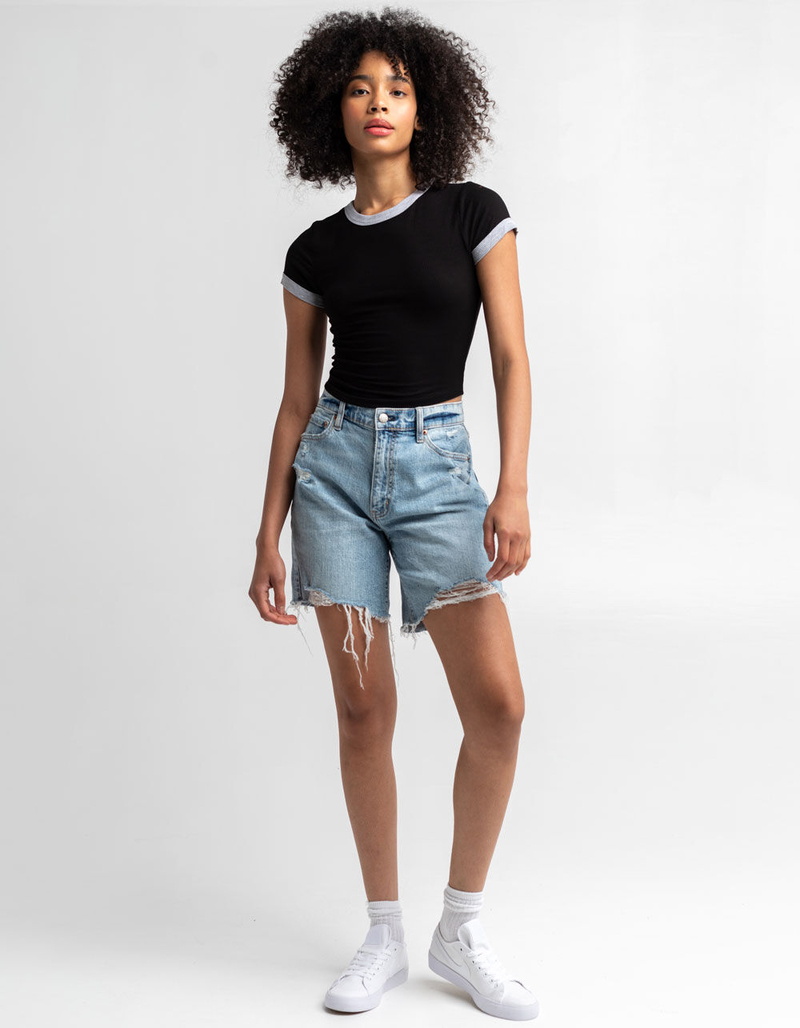 DESTINED Womens White Ringer Tee image number 3