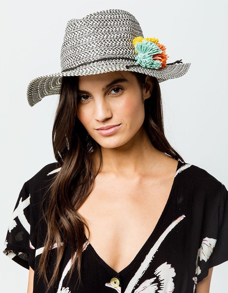 Pom Pom Womens Panama Hat image number 2