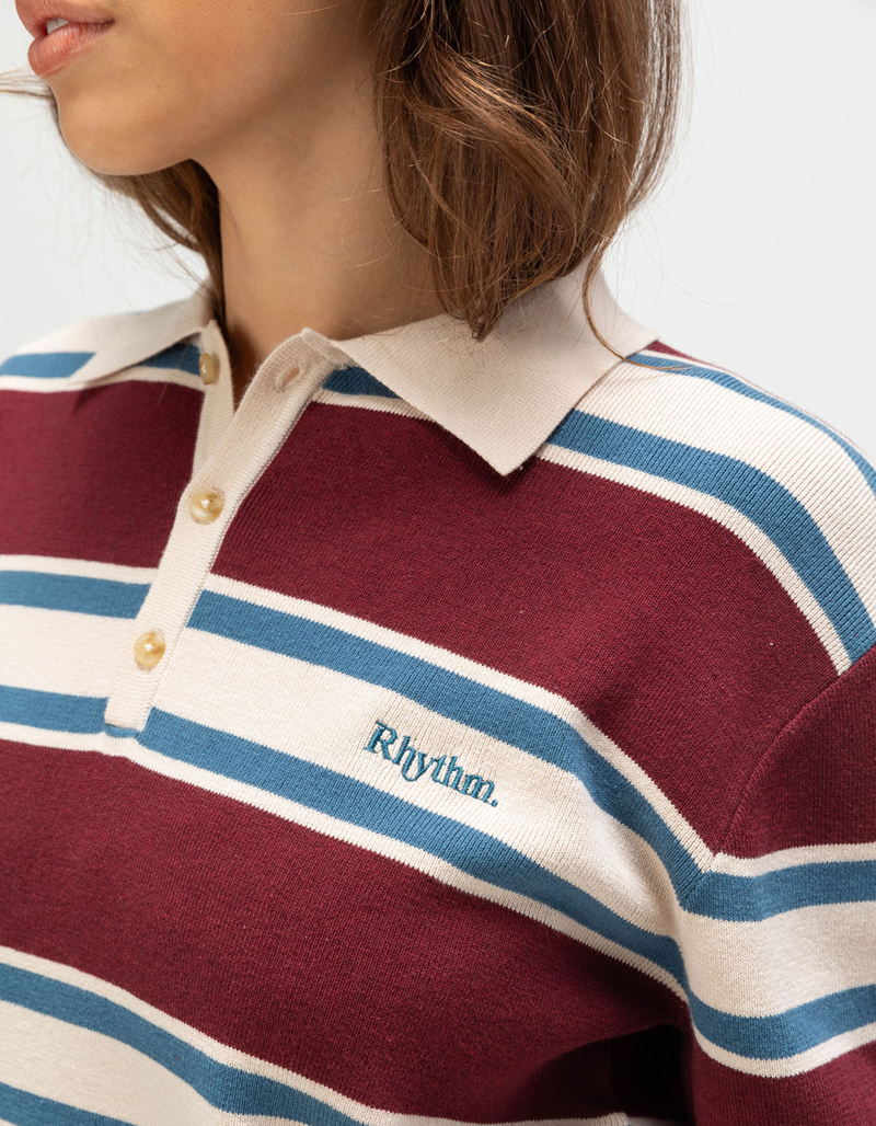 RHYTHM Siglo Knit Womens Long Sleeve Polo Shirt image number 4