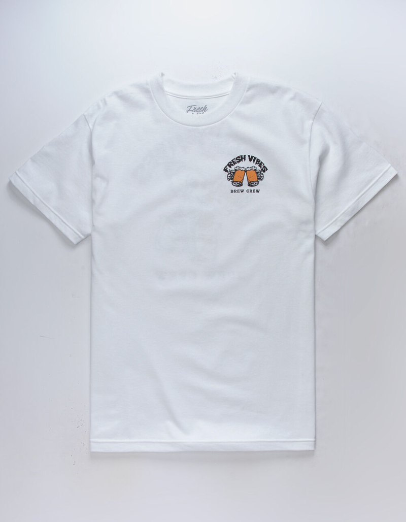 FRESH VIBES Brew Crew White Mens T-Shirt image number 1