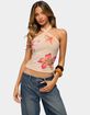 EDIKTED Nadina Floral Rhinestone Halter Top image number 1