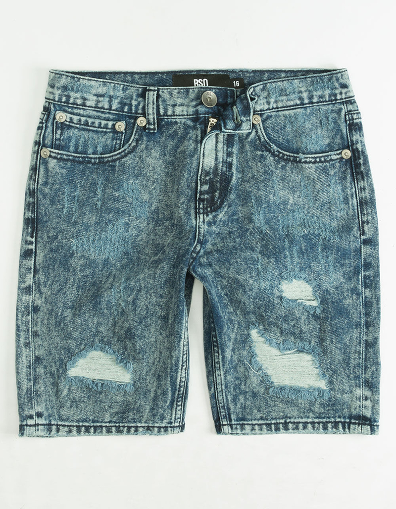 RSQ Elton Acid Wash Boys Ripped Denim Shorts image number 0