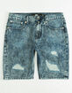 RSQ Elton Acid Wash Boys Ripped Denim Shorts image number 1