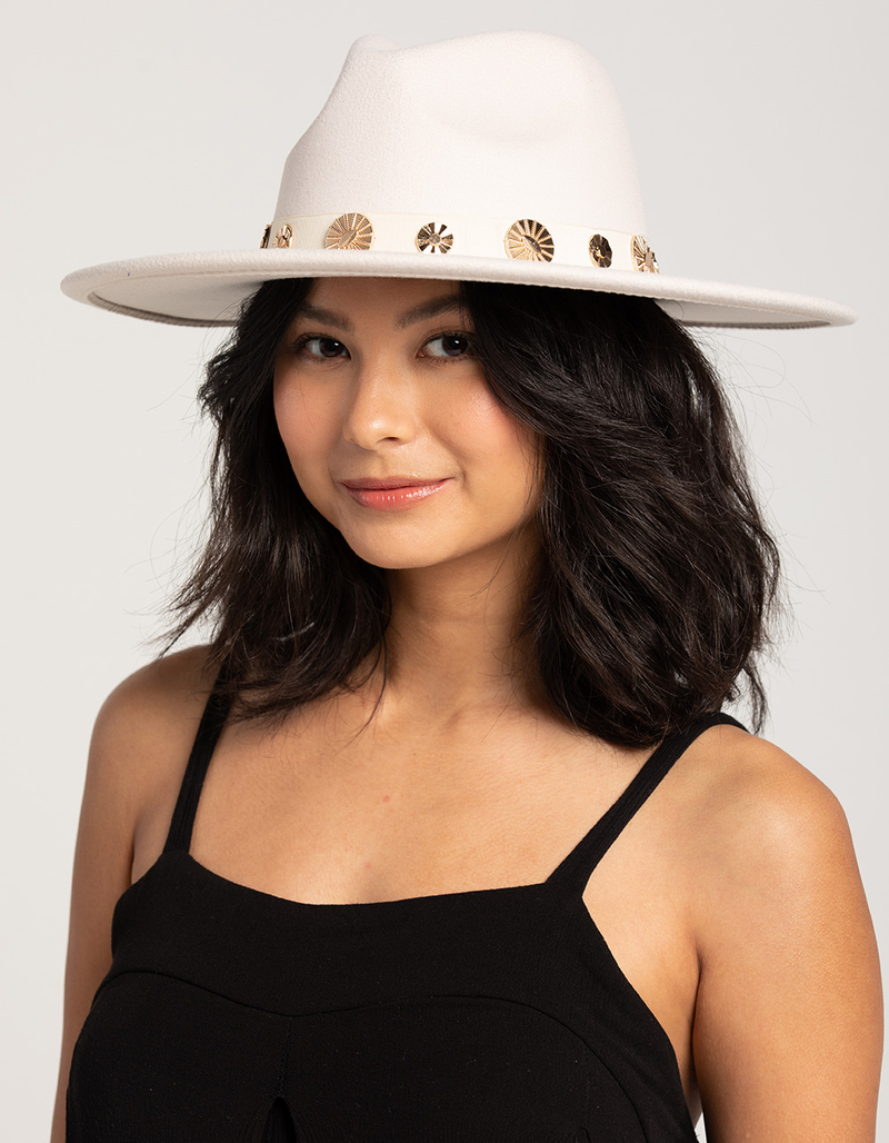 Gold Disc Trim Wool Womens Panama Hat image number 3