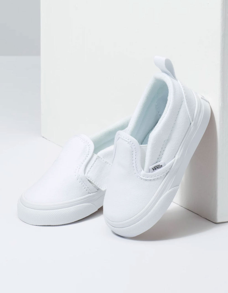 VANS Toddler Slip-On White Velcro Shoes - WHITE - 9T | Tillys