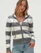 PINK ROSE Womens Stripe Zip-Up Hooded Sweater image number 1