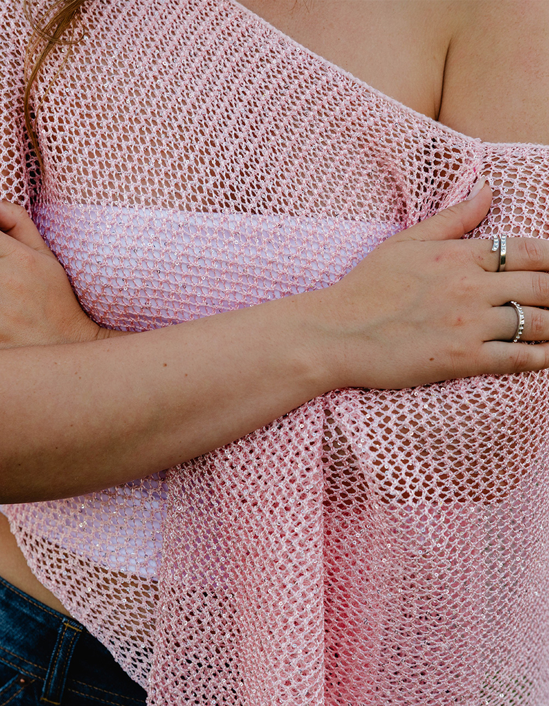 FULL TILT Womens Off The Shoulder Sequin Poncho image number 9