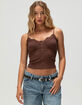 RSQ Womens Button Front Lace Trim Cami image number 1