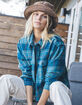 RSQ Double Windowpane Womens Crop Flannel Shirt image number 1
