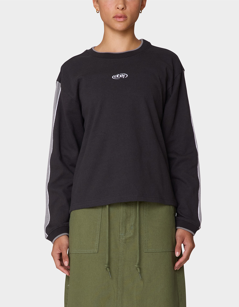 OBEY Rally Sleeve Stripe Womens Long Sleeve Top image number 0