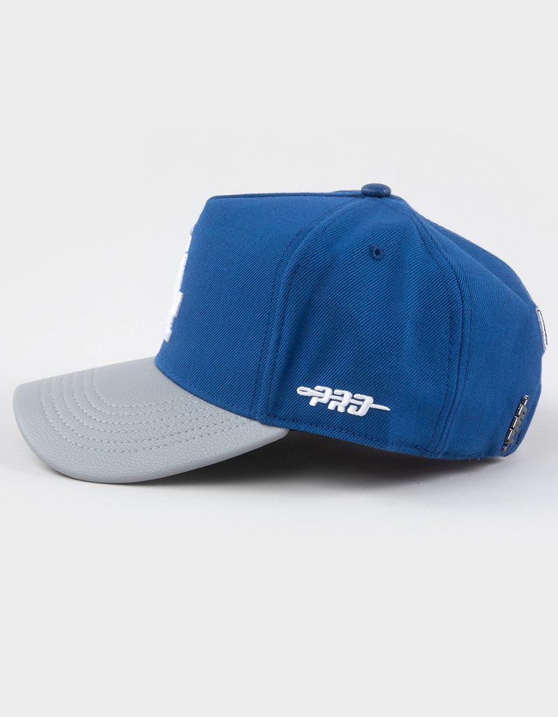 PRO STANDARD Los Angeles Dodgers City Ransom Leather Pinch Front Strapback Hat image number 3