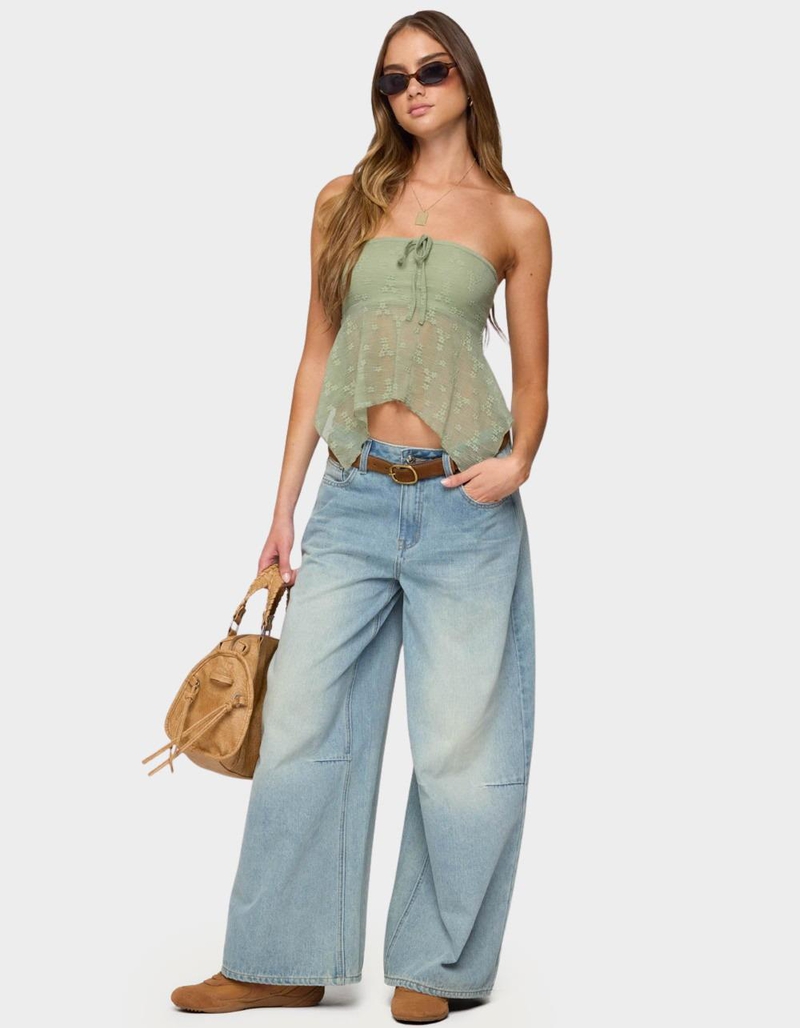EDIKTED Embroidered Sheer Strapless Top image number 4