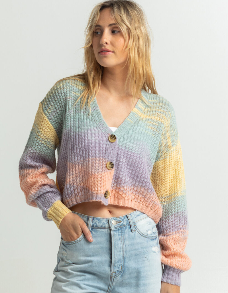 FULL TILT Womens Rainbow Cardigan image number 1