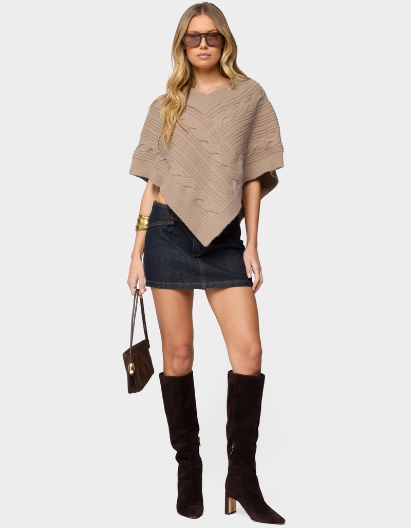 EDIKTED Vickey Cable Knit Poncho image number 4