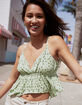 FULL TILT Ditsy Hanky Hem Womens Crop Top image number 1
