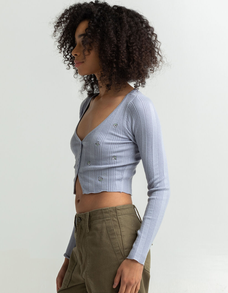 FULL TILT Mushroom Womens Ribbed Cardigan image number 1