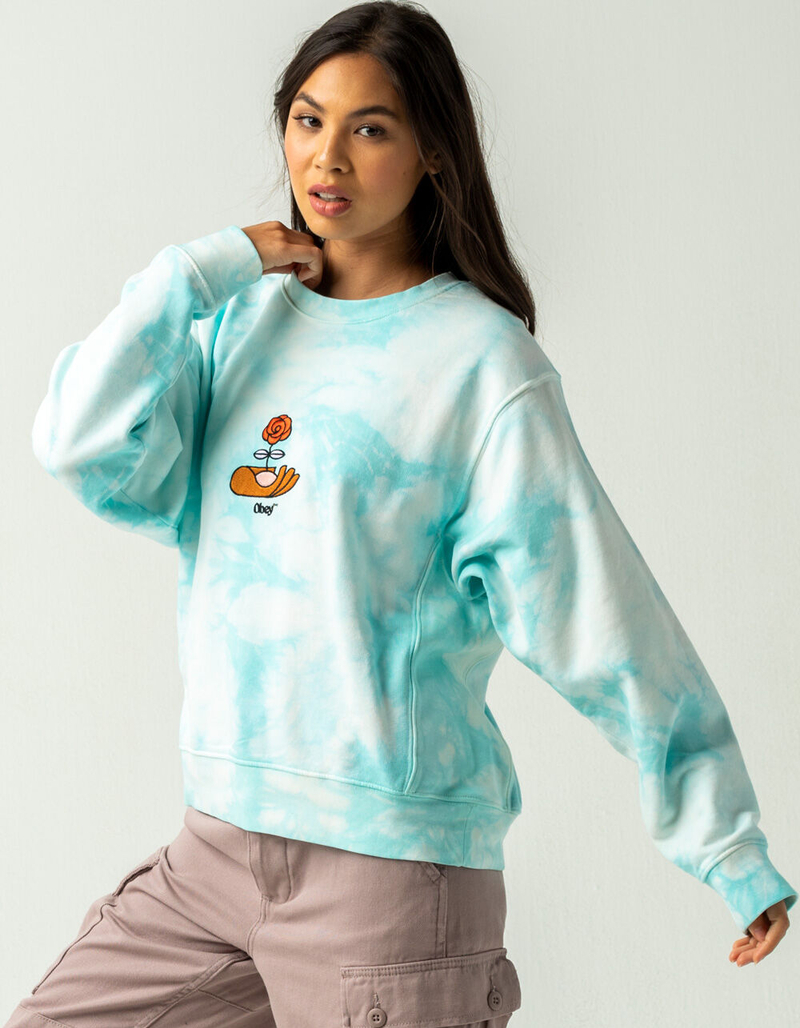 OBEY Warden Tie Dye Womens Crew Sweatshirt image number 1
