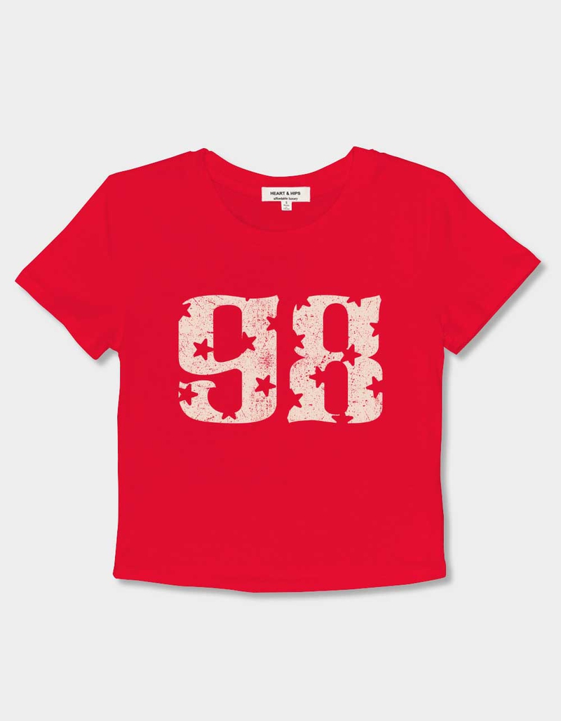 STARS 98 Distressed Womens Baby Tee image number 1