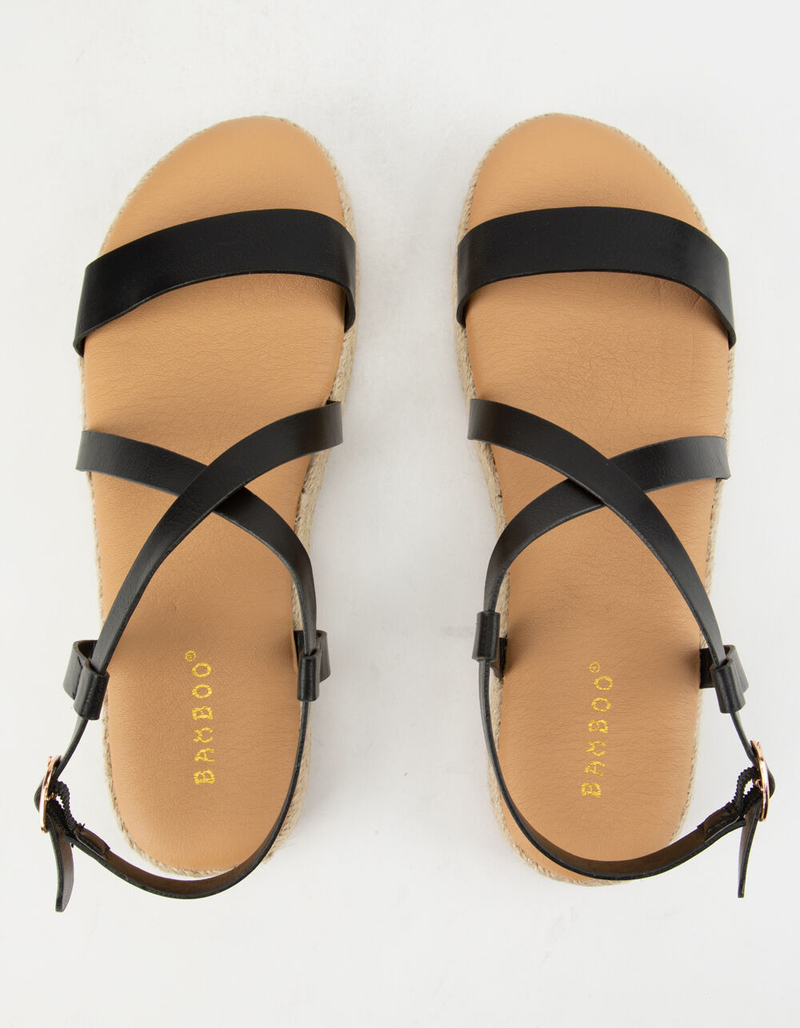 BAMBOO Strap Black Womens Espadrille Flatform Sandals image number 1