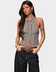 EDIKTED Imrie Plaid Collared Halter Top image number 1