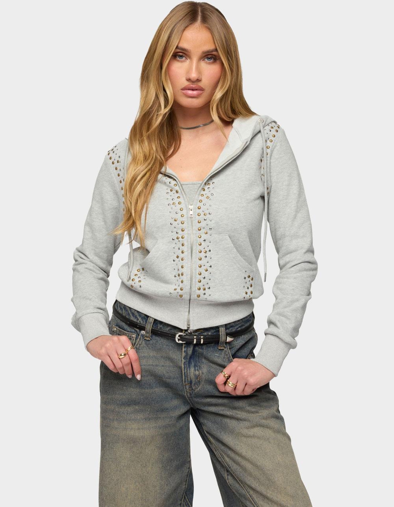 EDIKTED Patricia Studded Zip Up Hoodie image number 0