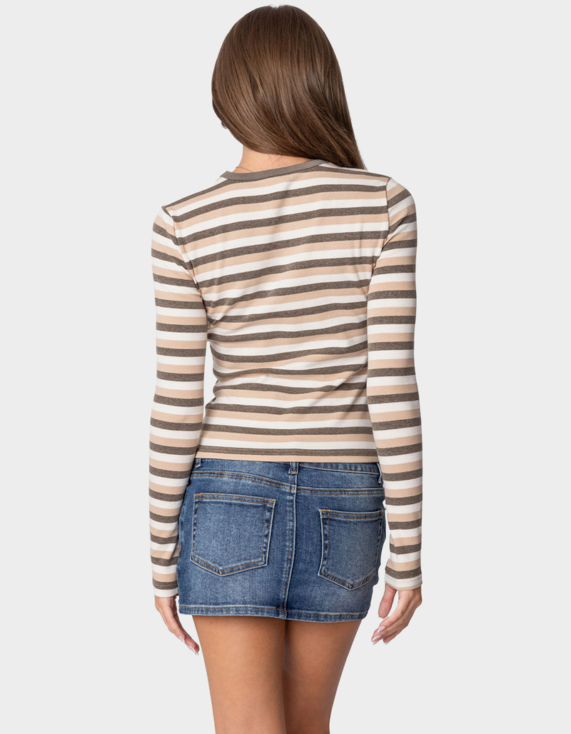 EDIKTED Sivan Striped Long Sleeve Tee image number 4