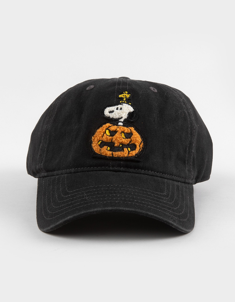 RSQ x Peanuts Halloween Snoopy Jack-O'-Lantern Womens Strapback Dad Hat image number 1