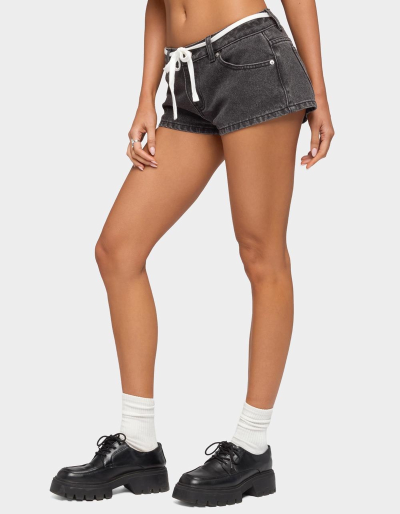 EDIKTED Olesia Tie Belt Denim Shorts image number 1