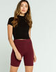 FULL TILT High Waisted Womens Burgundy Biker Shorts image number 1