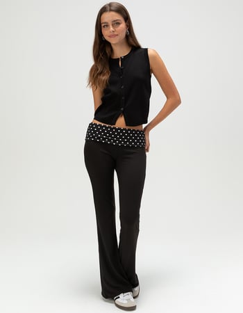 FULL TILT Womens Fold Over Waistband Flared Pants Primary Image