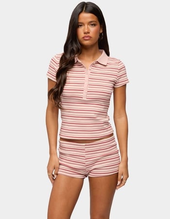 EDIKTED Noelia Striped Polo Top Primary Image