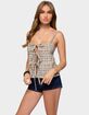 EDIKTED Mirena Tie Front Plaid Top image number 2