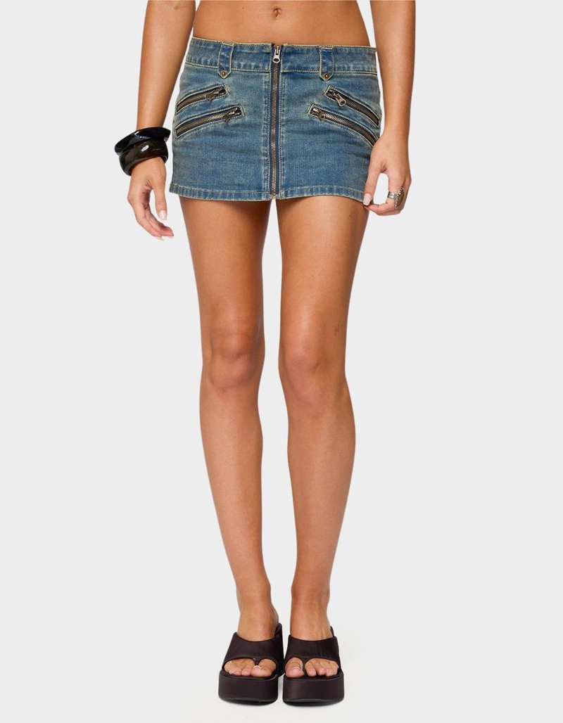 EDIKTED Ronan Zip Up Denim Mini Skort image number 0