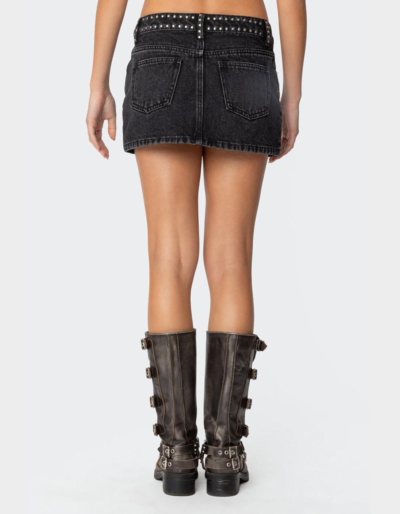 EDIKTED Mia Studded Denim Mini Skirt image number 3