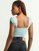 SKY AND SPARROW Ruched Light Blue Bodysuit image number 3