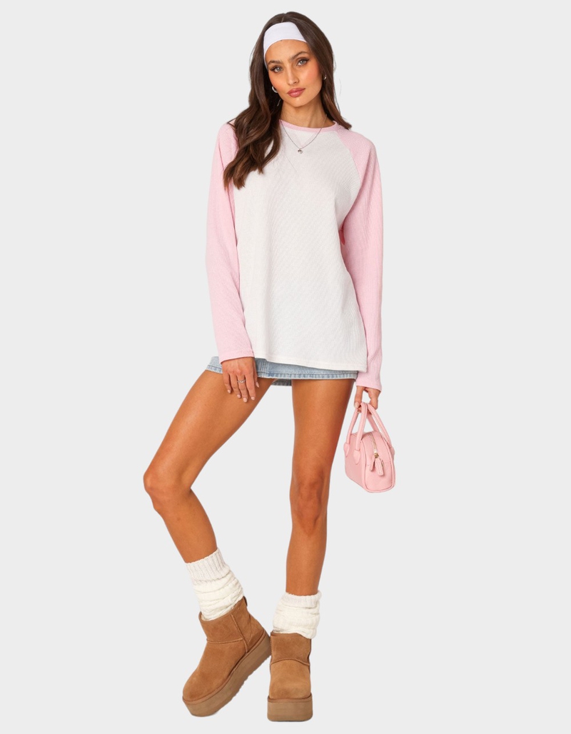 EDIKTED Me Time Oversized Waffle Top image number 1