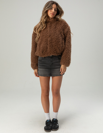 RSQ Womens Long Fur Hooded Jacket Alternative Image