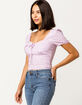 MIMI CHICA Tie Front Ditsy Peasant Womens Top image number 1