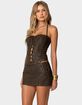 EDIKTED Stormi Lace Up Faux Leather Corset image number 3