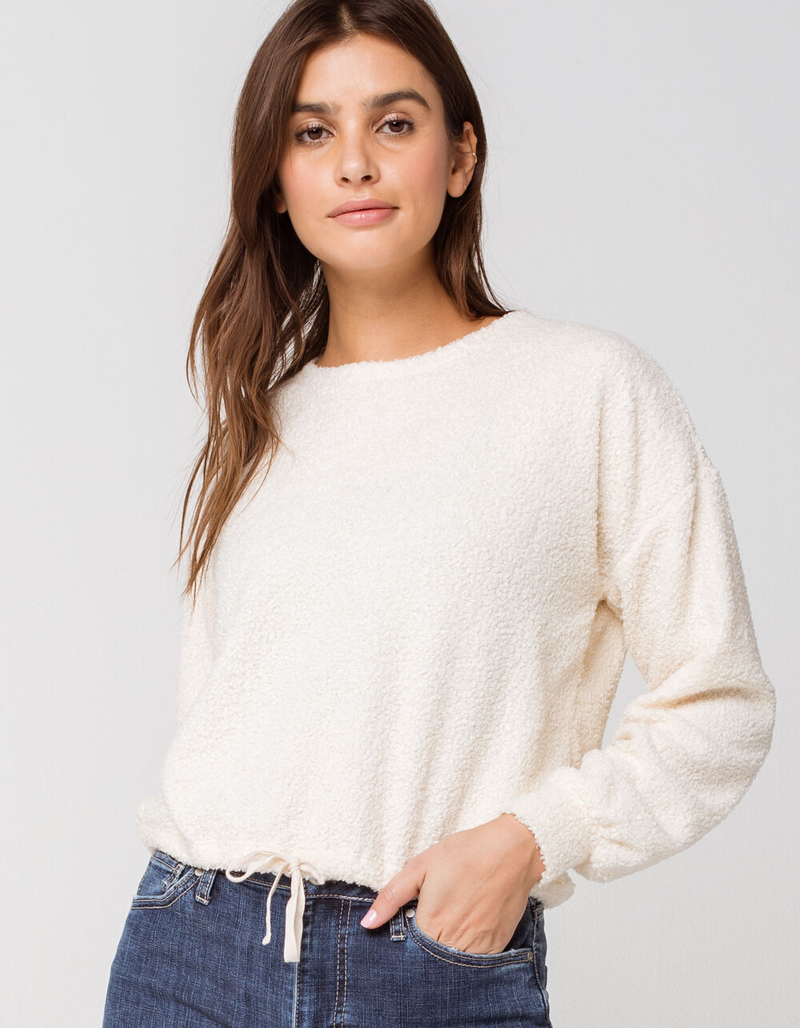 SKY AND SPARROW Woobie Cinch Tie Ivory Womens Sweater image number 0