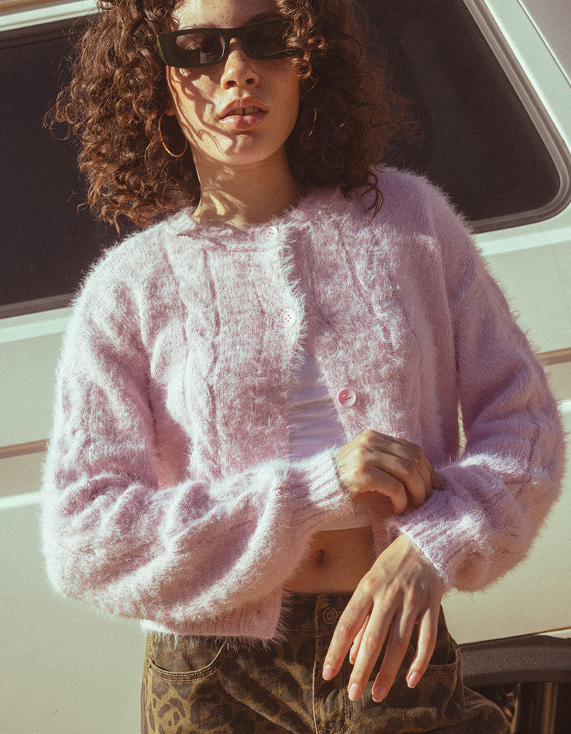 RSQ Womens Cable Fuzzy Cardigan image number 6
